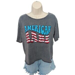 Caution To The Wind American Babe Graphic Crop Oversized Top Size M